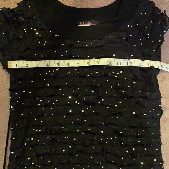 Girl’s Ruffle Sparkly Black Dress - Picture 4 of 5